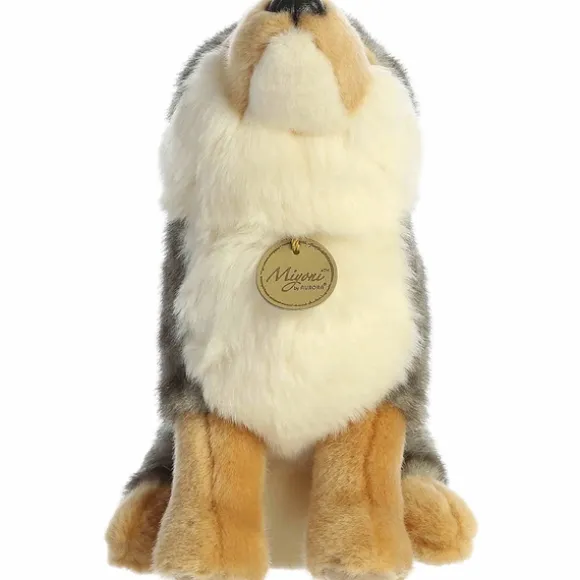 Realistic Sitting Stuffed Wolf Miyoni Plush by Aurora