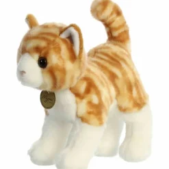 Realistic Standing Stuffed Orange Tabby Cat 10 Inch Miyoni Plush by Aurora
