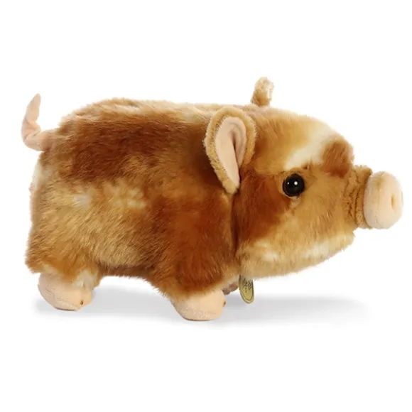 Realistic Stuffed Brown Potbellied Pig 10 Inch Miyoni Plush by Aurora