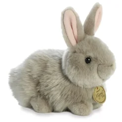 Realistic Stuffed Gray Angora Bunny 6 Inch Miyoni Plush by Aurora