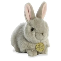 Realistic Stuffed Gray Angora Bunny 6 Inch Miyoni Plush by Aurora