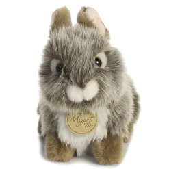 Realistic Stuffed Gray Baby Bunny 7 Inch Miyoni Plush by Aurora