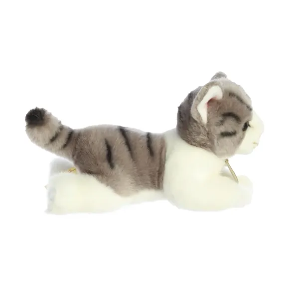 Realistic Stuffed Gray Cat 8 Inch Plush Tabby Cat by Aurora