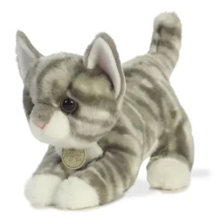 Realistic Stuffed Gray Tabby Kitten 9 Inch Plush Cat by Aurora