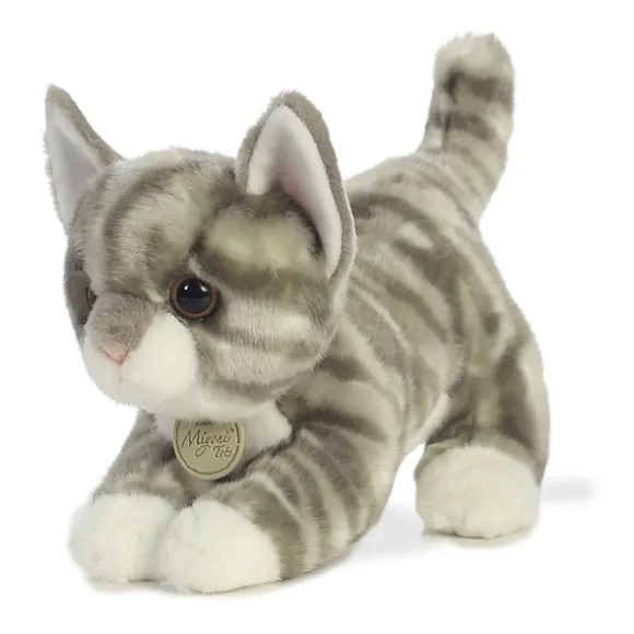 Realistic Stuffed Gray Tabby Kitten 9 Inch Plush Cat by Aurora