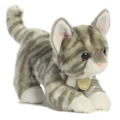 Realistic Stuffed Gray Tabby Kitten 9 Inch Plush Cat by Aurora