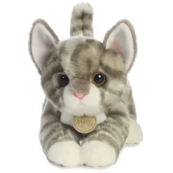 Realistic Stuffed Gray Tabby Kitten 9 Inch Plush Cat by Aurora