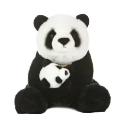 Realistic Stuffed Mother Panda Bear with Cub by Aurora
