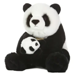 Realistic Stuffed Mother Panda Bear with Cub by Aurora