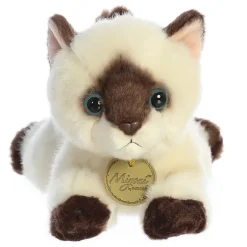 Realistic Stuffed Siamese Cat 8 Inch Plush Cat by Aurora