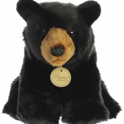Realistic Stuffed Sitting Black Bear Plush Animal by Aurora