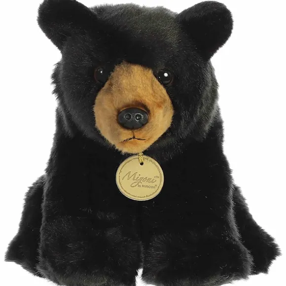 Realistic Stuffed Sitting Black Bear Plush Animal by Aurora