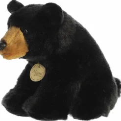 Realistic Stuffed Sitting Black Bear Plush Animal by Aurora