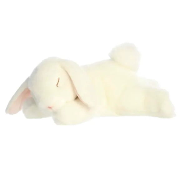 Realistic Stuffed Sleepy White Bunny 12 Inch Miyoni by Aurora