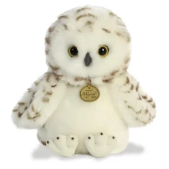 Realistic Stuffed Snowy Owlet 9 Inch Miyoni Plush by Aurora