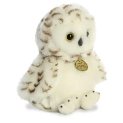 Realistic Stuffed Snowy Owlet 9 Inch Miyoni Plush by Aurora