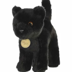 Realistic Stuffed Standing Black Panther Miyoni Wild Cat Plush by Aurora