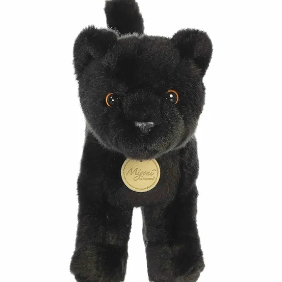 Realistic Stuffed Standing Black Panther Miyoni Wild Cat Plush by Aurora