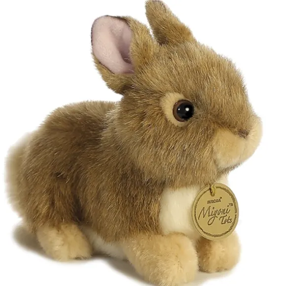 Realistic Stuffed Tan Baby Bunny 7 Inch Miyoni Plush by Aurora