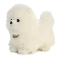 Realistic Stuffed White Pompom Puppy 9 Inch Miyoni Plush by Aurora