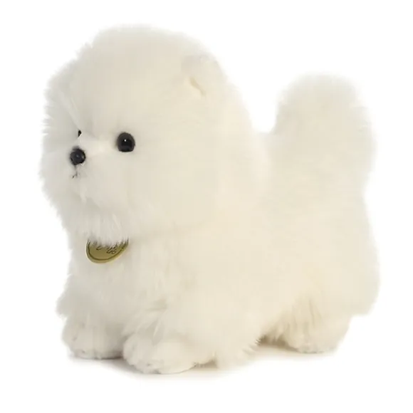 Realistic Stuffed White Pompom Puppy 9 Inch Miyoni Plush by Aurora