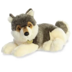 Realistic Stuffed Wolf 15 Inch Miyoni Plush by Aurora