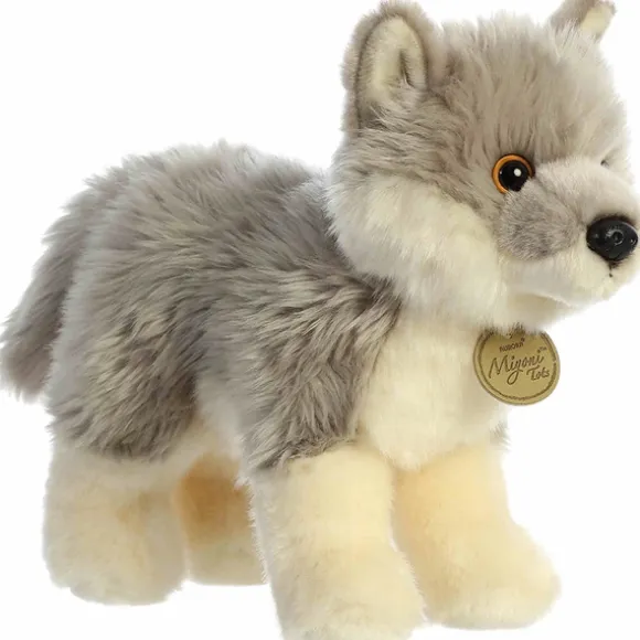 Realistic Stuffed Wolf Pup 10 Inch Miyoni Plush by Aurora