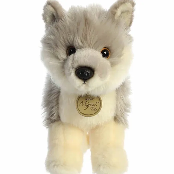 Realistic Stuffed Wolf Pup 10 Inch Miyoni Plush by Aurora