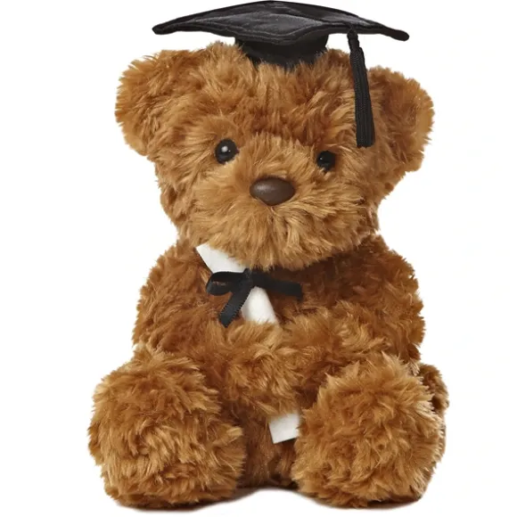 Wagner the Stuffed Bear with Black Graduation Cap by Aurora