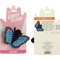 Wrist Fliers Elastic Plush Blue Morpho Butterfly by Aurora