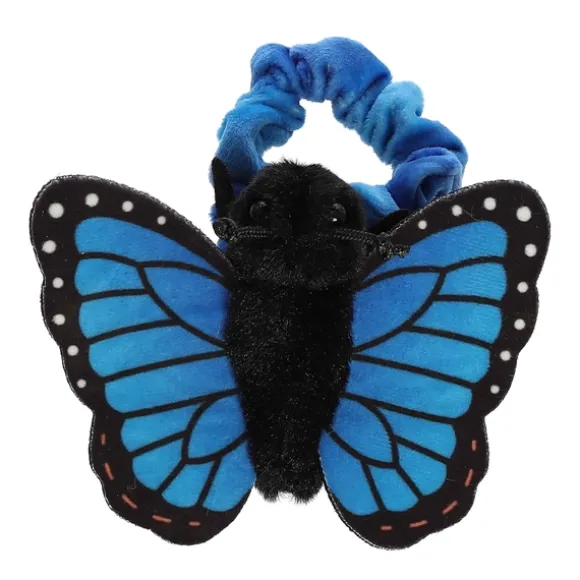 Wrist Fliers Elastic Plush Blue Morpho Butterfly by Aurora