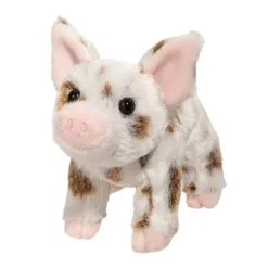 Yogi the Little Plush White Pig with Brown Spots by Douglas